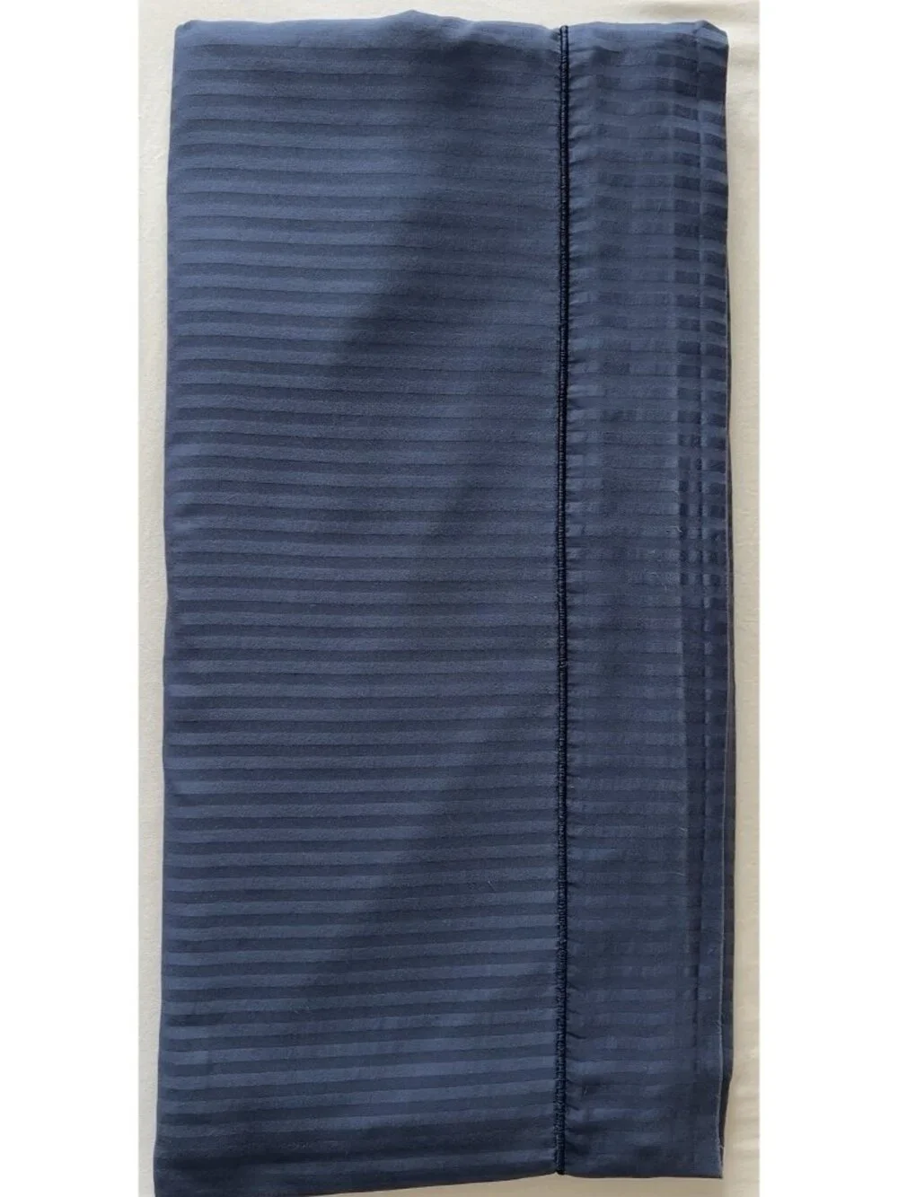 FIELDCREST QUEEN Flat Sheet Blue Jacquard Stripe 100% Cotton 99x99 LUX Bedding